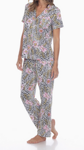 Floral and Leopard Print Pajama Set