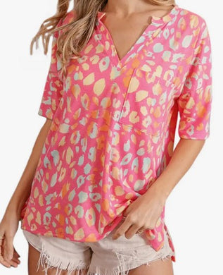 Pink Leopard Print Top