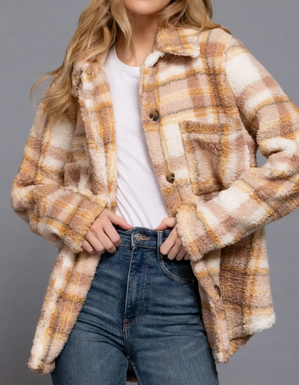 Plaid Faux Fur Jacket