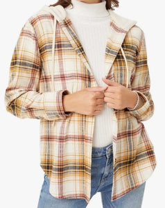 Hooded Plaid Sweater Shacket