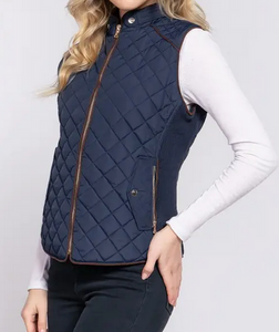 Quilted Padding Vest w/Piping - Choose Colors