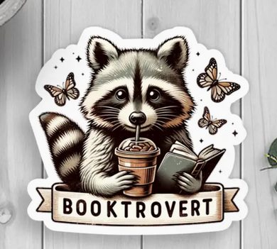 Raccoon Booktrovert Vinyl Sticker