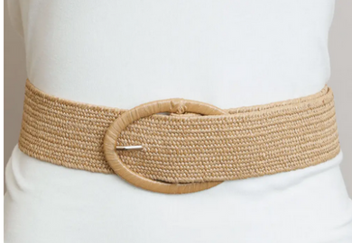 Raffia Oval Buckle Belt