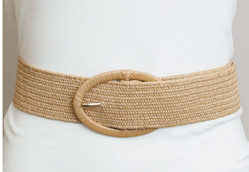 Raffia Oval Buckle Belt
