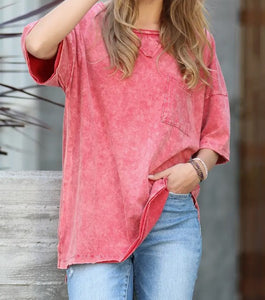 Acid Washed Raw Edge Top