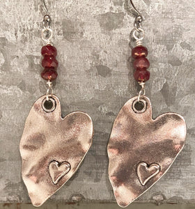 Silver Stamped Heart Earrings by LuLilly - Choose Color