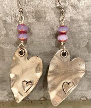 Load image into Gallery viewer, Silver Stamped Heart Earrings by LuLilly - Choose Color