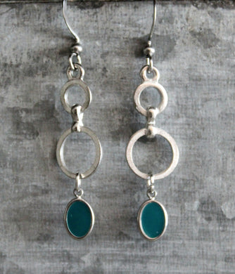 Silver Drop w/ Teal Accent Earrings by LuLilly