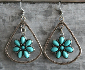 Turquoise Flower Earrings - Choose Color