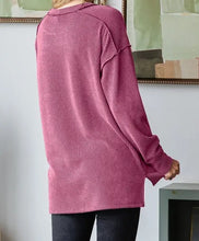 Load image into Gallery viewer, Ribbed Knit Long Sleeve Top w/ Split Sides - Choose Colors