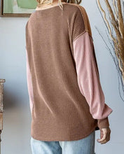Load image into Gallery viewer, Color Block Button Front Sweater Top