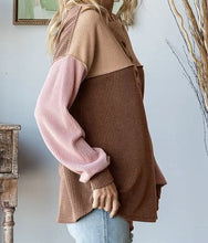 Load image into Gallery viewer, Color Block Button Front Sweater Top