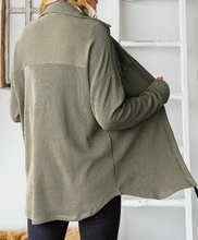 Load image into Gallery viewer, Olive Green Button Down Ribbed Top / Shacket