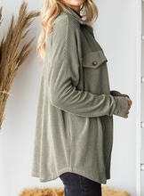 Load image into Gallery viewer, Olive Green Button Down Ribbed Top / Shacket