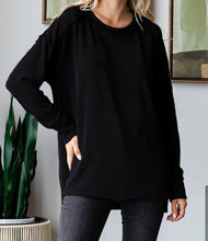 Load image into Gallery viewer, Ribbed Knit Long Sleeve Top w/ Split Sides - Choose Colors