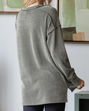 Load image into Gallery viewer, Ribbed Knit Long Sleeve Top w/ Split Sides - Choose Colors