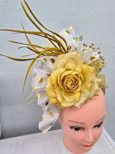 Gold and White Fascinator