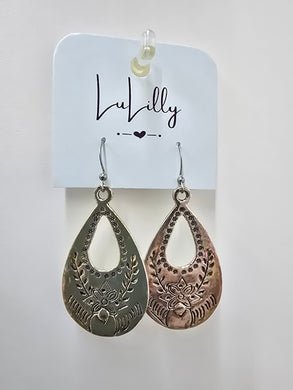 Large Embossed Drop Earrings by LuLilly