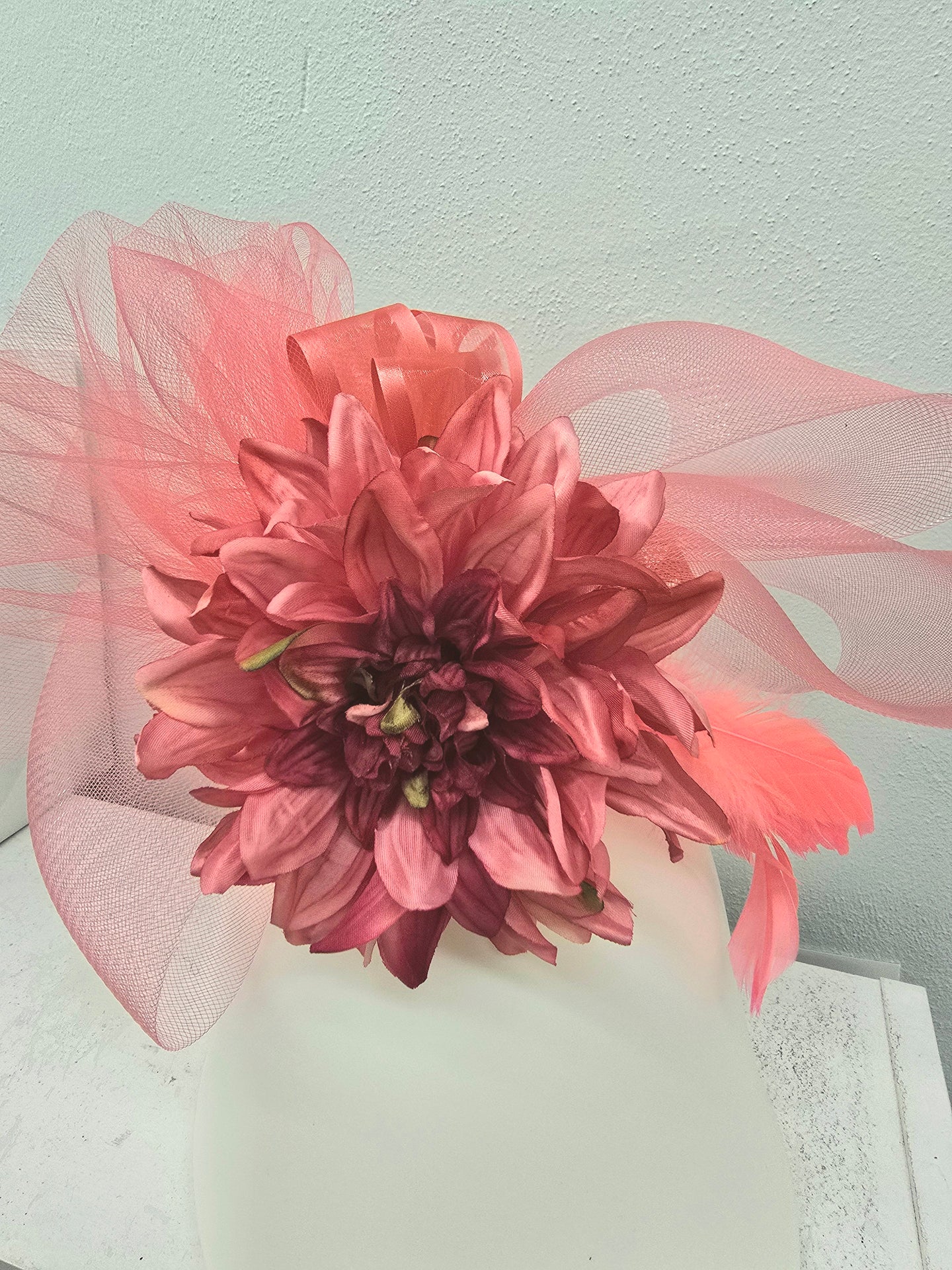 Coral Floral Fascinator