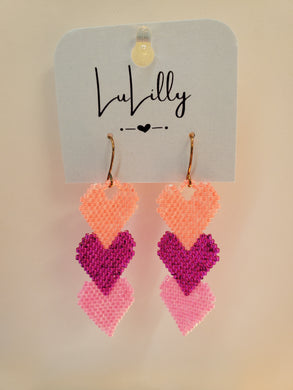 Bright Triple Heart Earrings by LuLilly