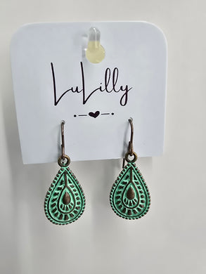 Turquoise Copper Teardrop Earrings by LuLilly