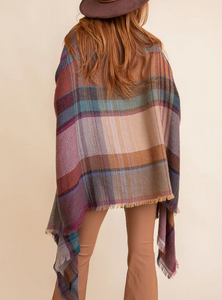 Multicolor Plaid Ruana w/Pockets