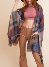 Load image into Gallery viewer, Multicolor Plaid Ruana w/Pockets