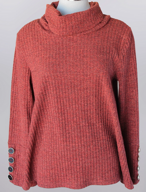 Cowl Neck Sweater w/ Button Accents