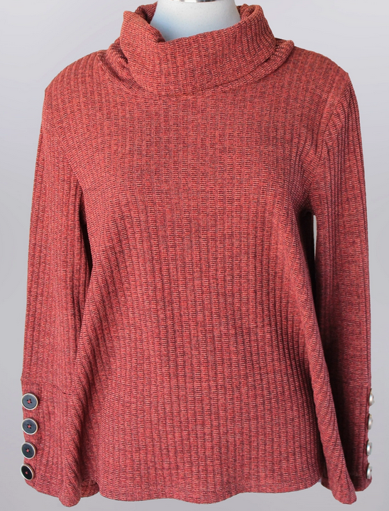 Cowl Neck Sweater w/ Button Accents