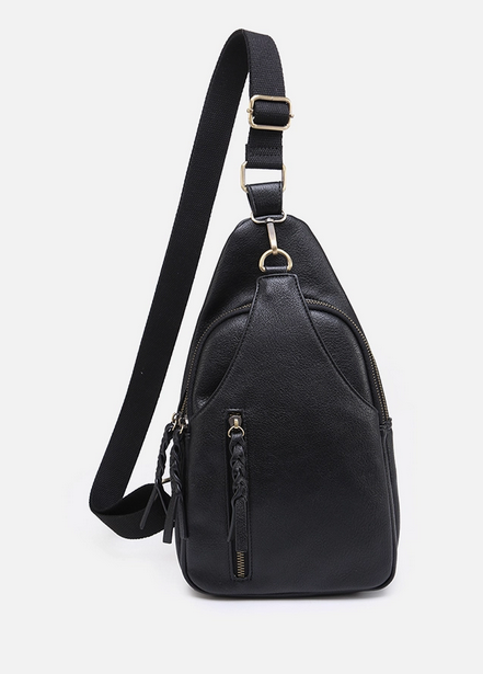 Black Dual Compartment Crossbody Sling Bag