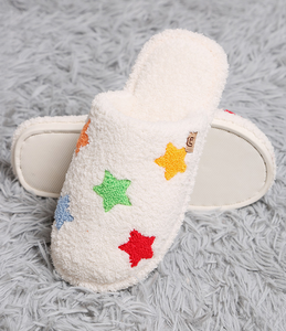 Stars Embroidered Winter Slippers - Choose Colors