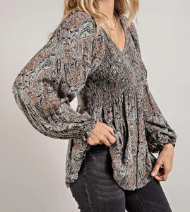 Paisley Tiered Woven Top