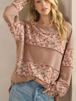 Solid and Floral Contrast Top