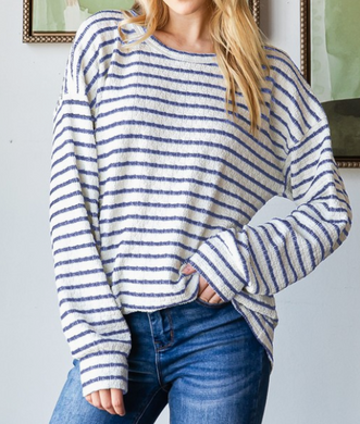 Long Sleeve Stripe Ribbed Top