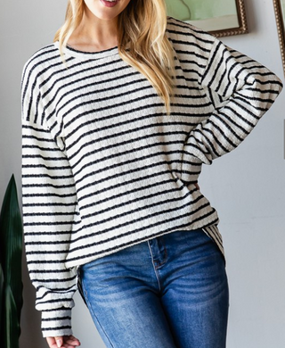 Long Sleeve Stripe Ribbed Top