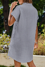 Load image into Gallery viewer, Striped Navy Button Dress