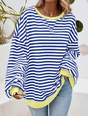 Stripe Trim Oversized Sweatshirt