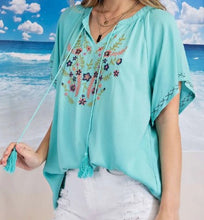 Load image into Gallery viewer, Embroidered Peasant Top