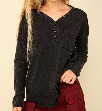 Mineral Washed Cotton Knit Top - Choose Colors