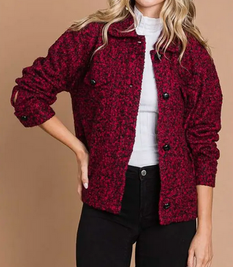 Red and Black Blend Button Jacket