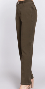 Straight Leg Twill Pants