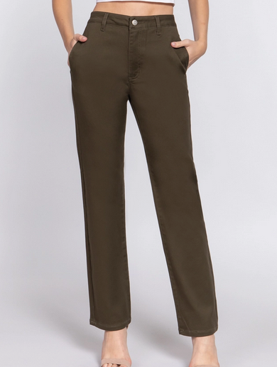 Straight Leg Twill Pants