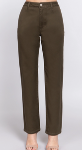 Straight Leg Twill Pants