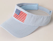 Load image into Gallery viewer, Rhinestone American Flag Blue Visor