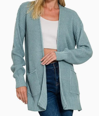 Waffle Weave Open Cardigan
