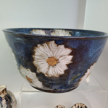 Load image into Gallery viewer, Blue w/ White Flowers Bowl by Susan Layne Pottery