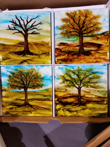 Hand-Painted Coaster Set of 4