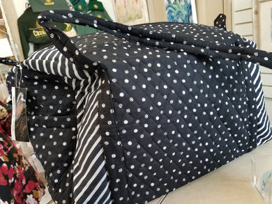 Fabric Duffle Bag - Black/White