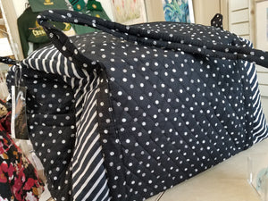 Fabric Duffle Bag - Black/White