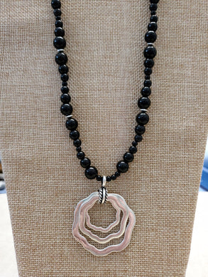 Black and Silver Beaded Necklace